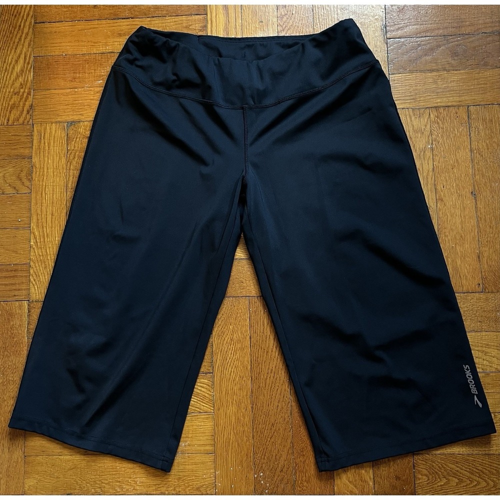 Brooks Venture Athletic Workout Capri Crop Pants Medium Black $98 MSRP Running